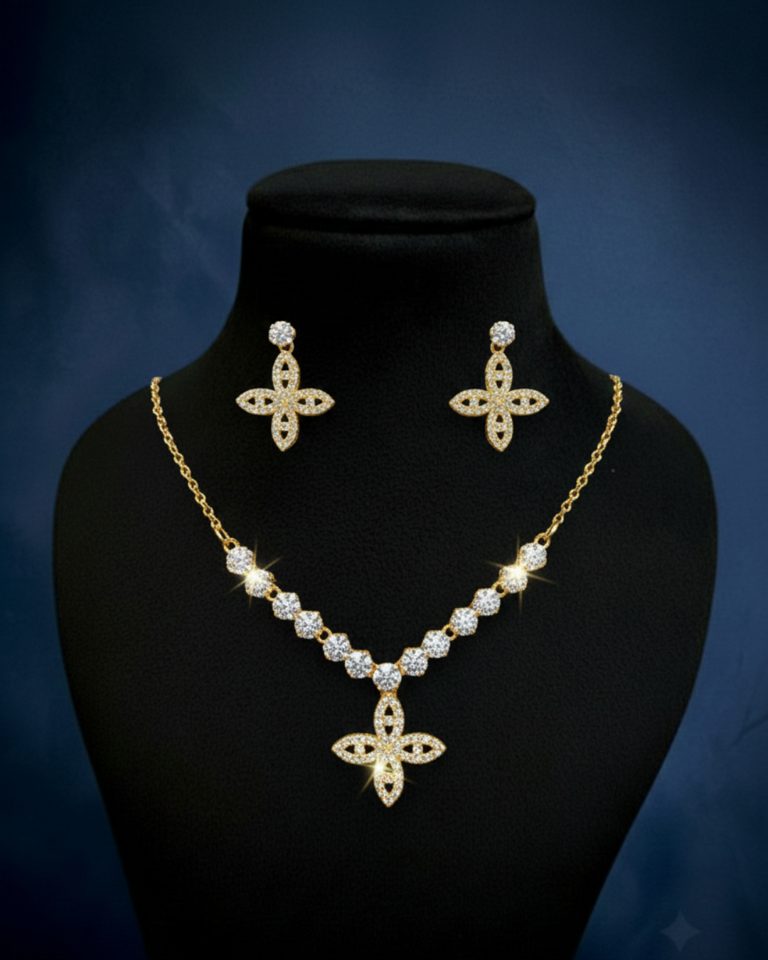 Gold Plated Crystal Necklace Set