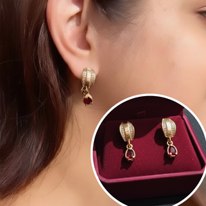 Earrings with Red Stone Drop –  Women’s Jewelry
