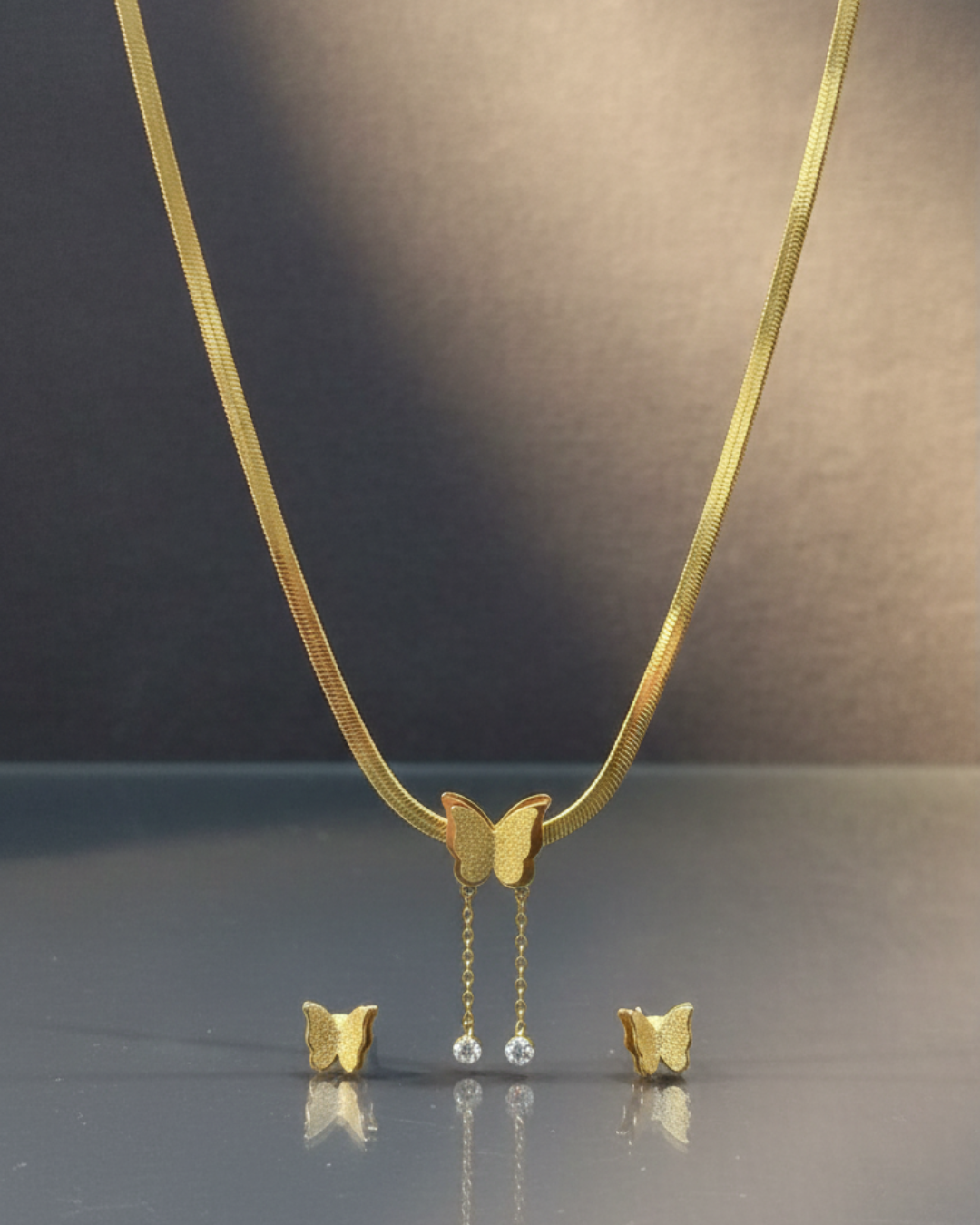 Gold Butterfly Necklace Set