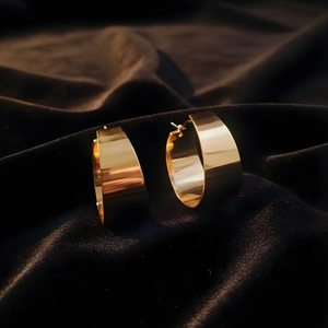 Gold-Plated Wide Hoop Earrings - Elegant Design