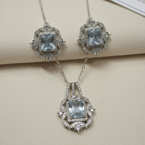 Necklace & Earrings with Wight Stone