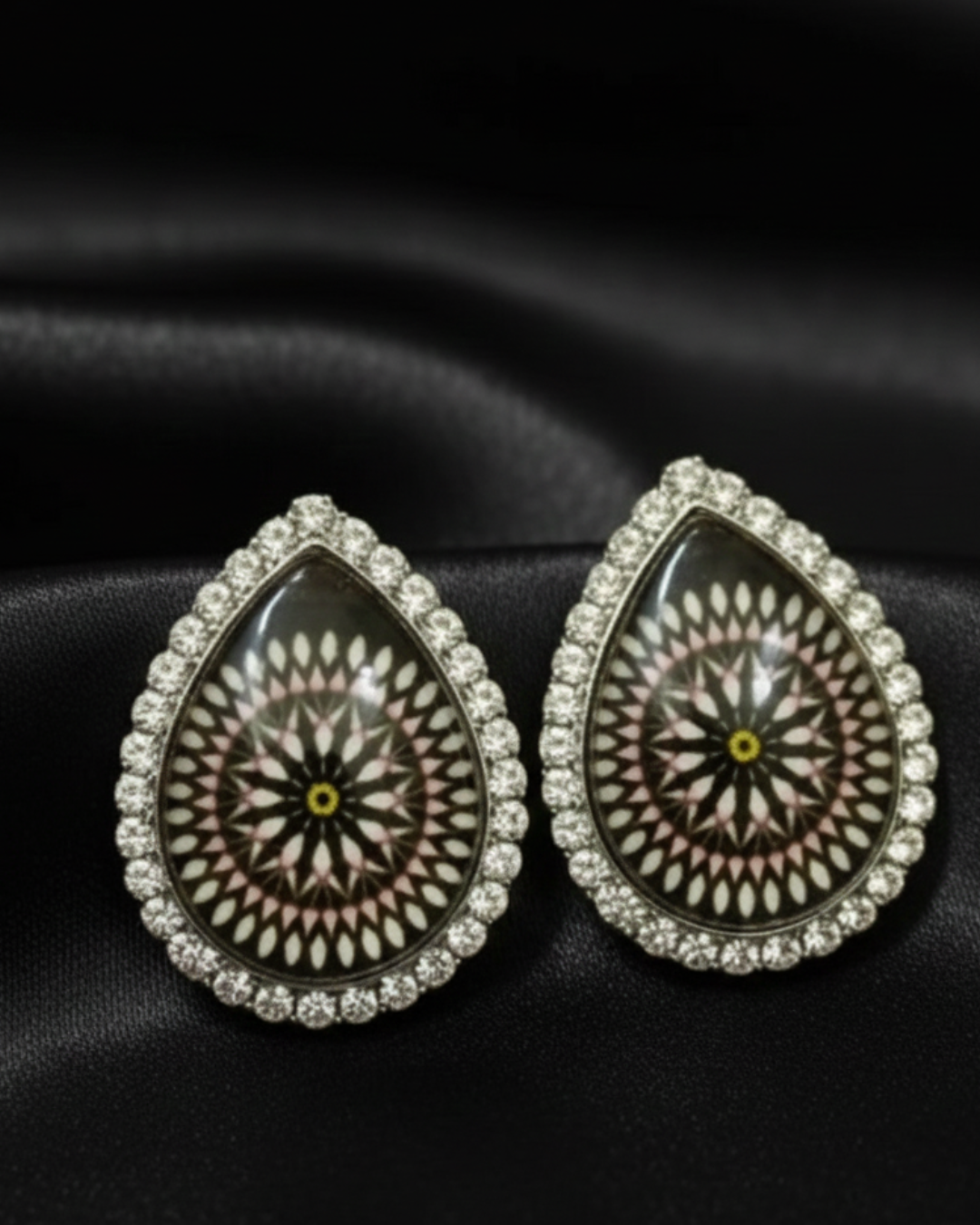 Black Radiant Stud Earrings