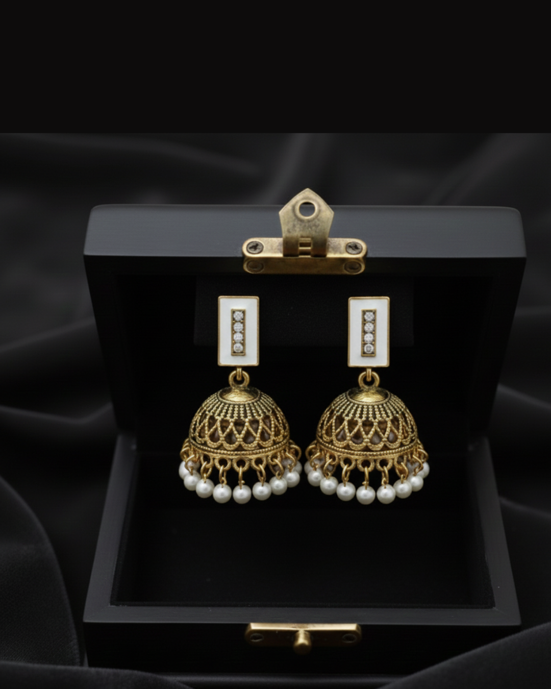 Gold Plated Pearl Jhumka Earrings