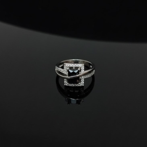 Midnight Square Halo Ring