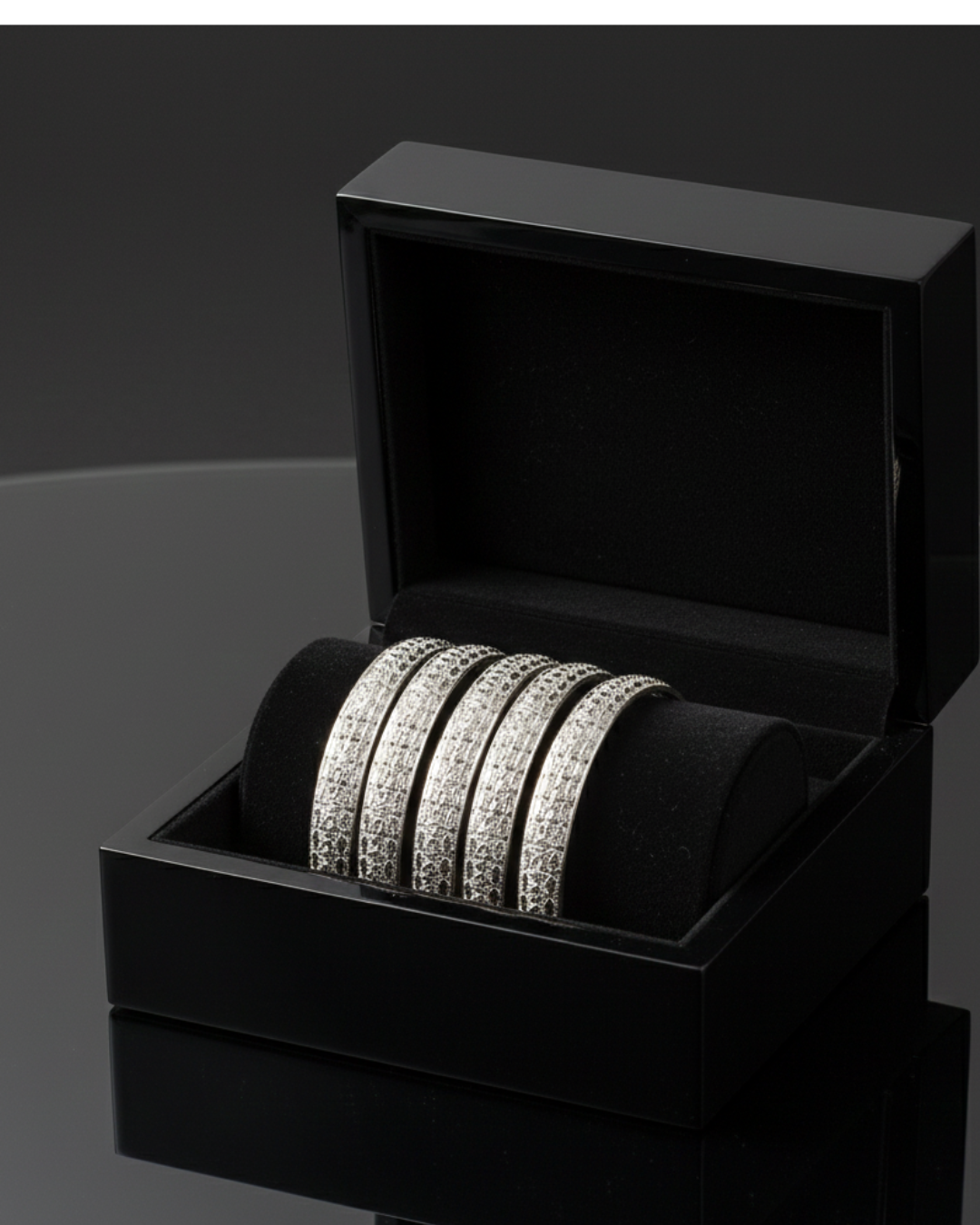 Silver Plated Crystal Bangles Set