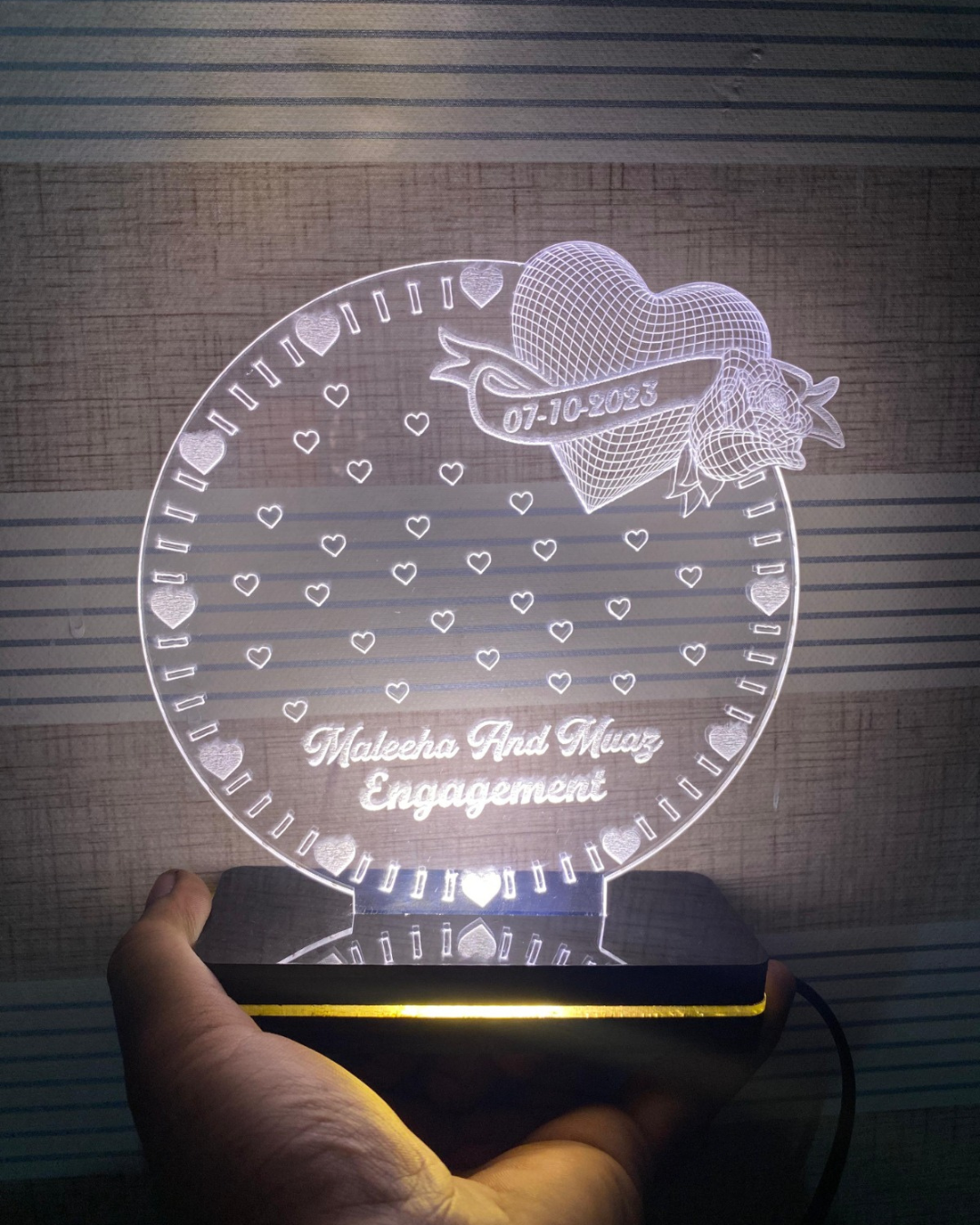 Customized Wedding Acrylic LED Lamp