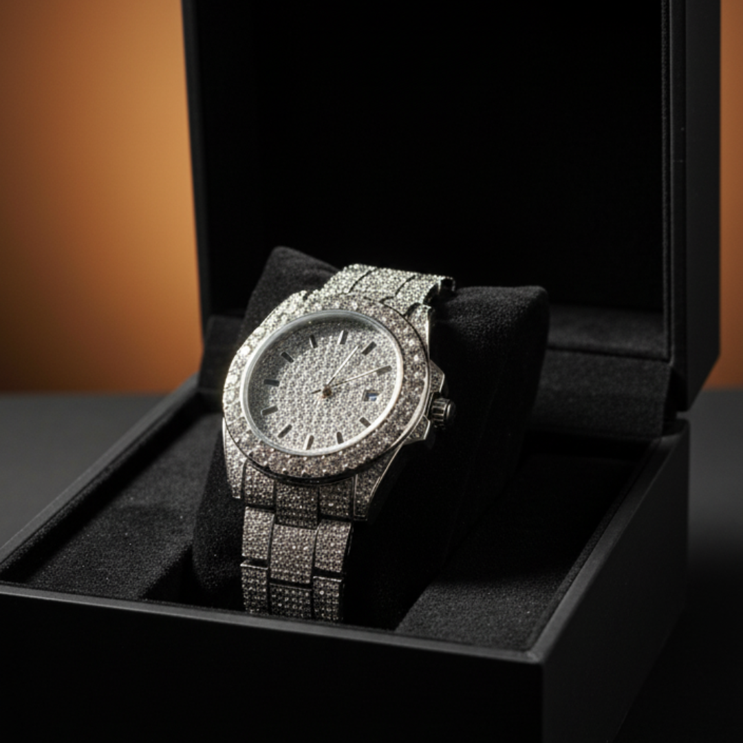 Full Iced-Out Luxury Wristwatch