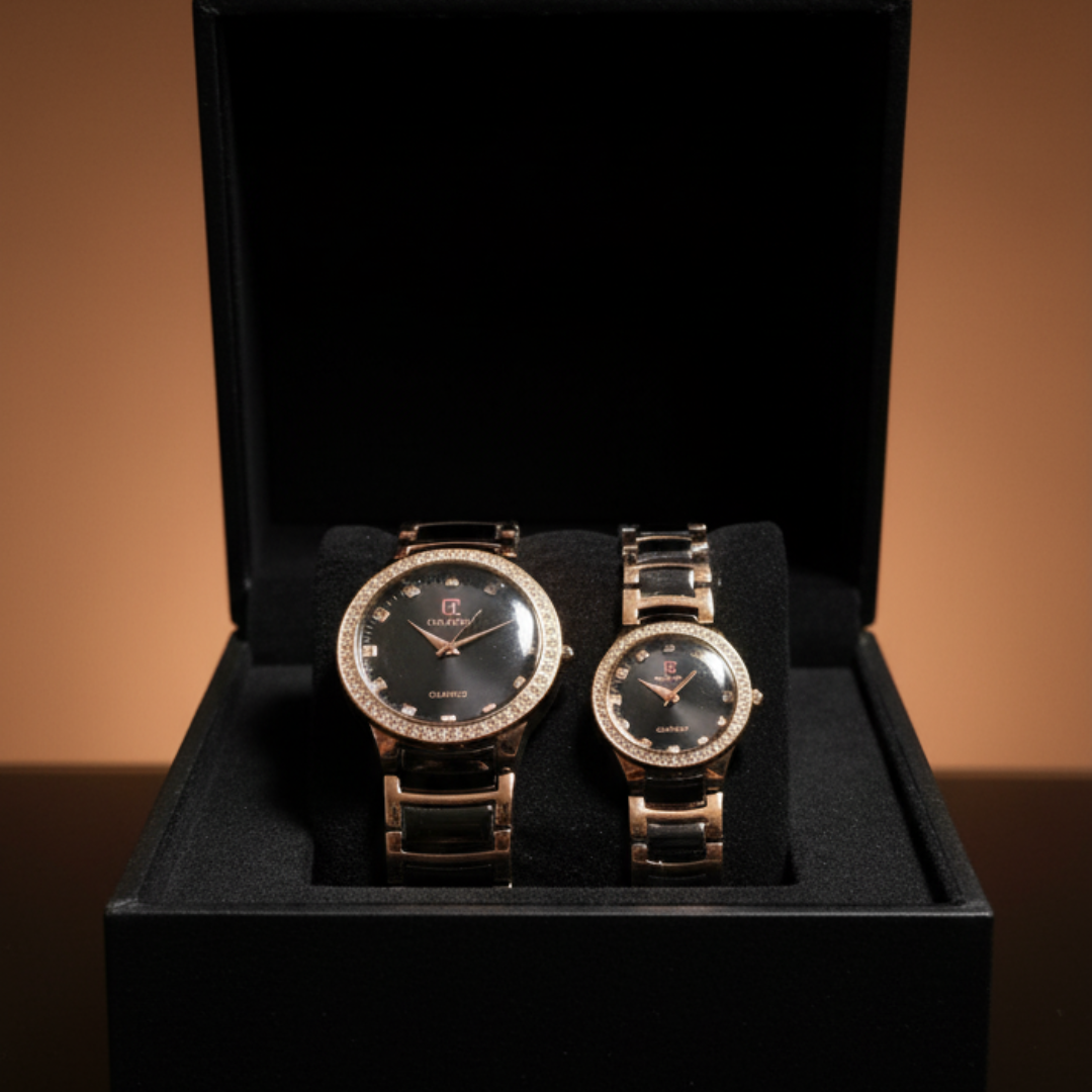 Black & Gold Couple Watch