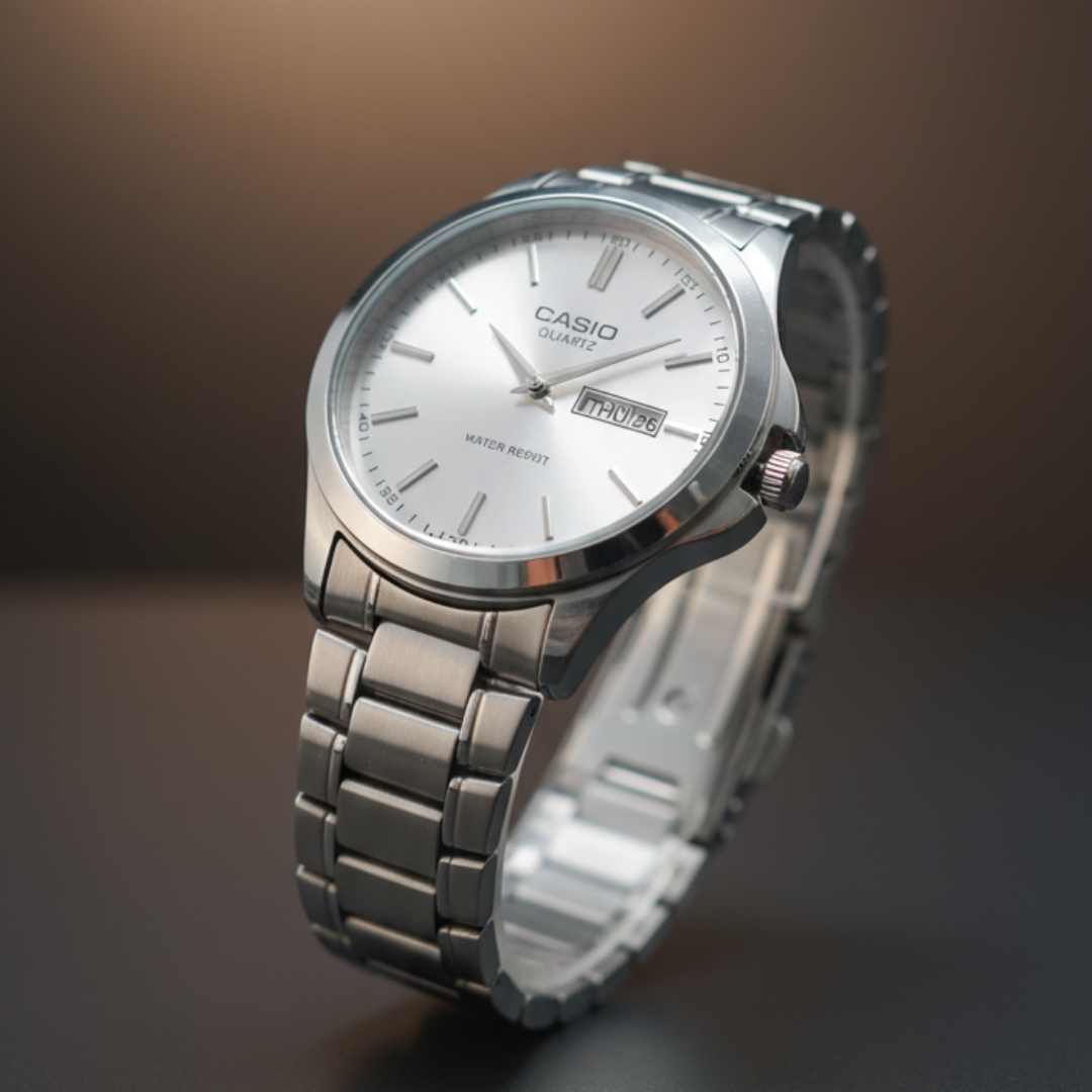 Silver Stainless-Steel Quartz Watch – Men’s