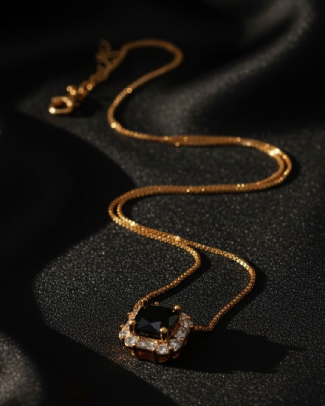 Black Stone Gold Locket