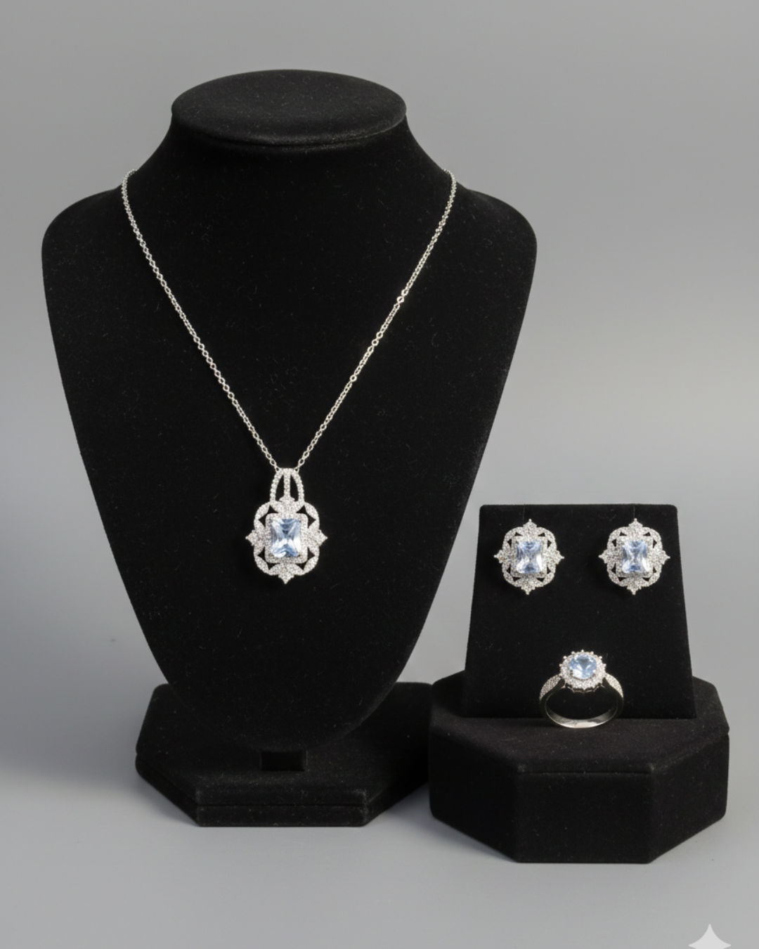 Silver-White Stone  Jewelry Set